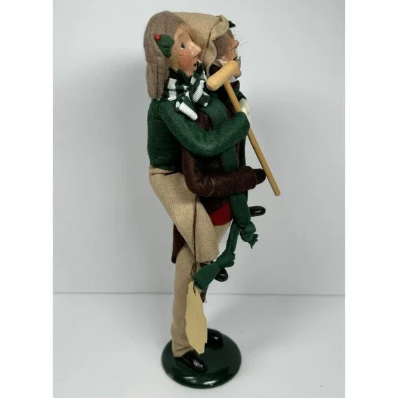 Byers Choice Bob Cratchit & Tiny Tim First Edition 1990 Green Brown Coats Beige - Picture 6 of 13